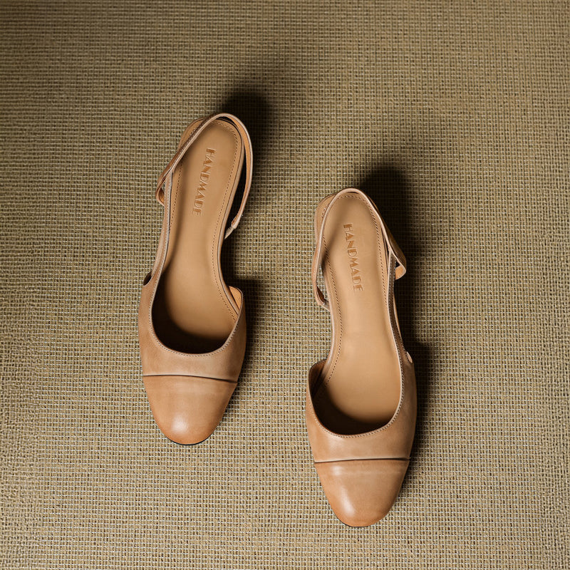 Chic ekte skinn slingback-hæler