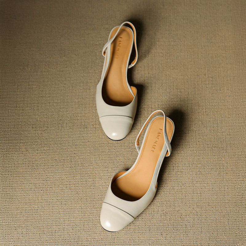 Chic ekte skinn slingback-hæler