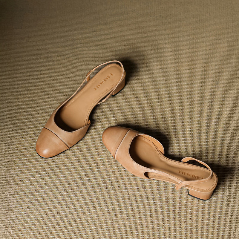 Chic ekte skinn slingback-hæler