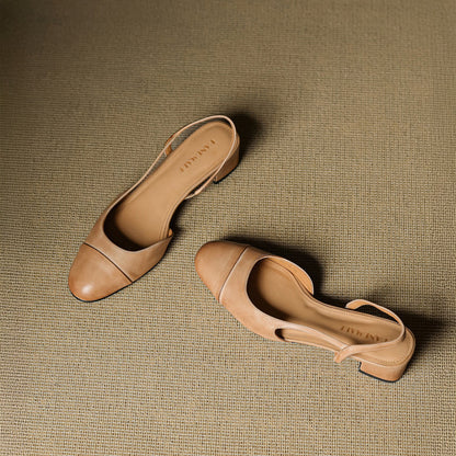 Chic ekte skinn slingback-hæler