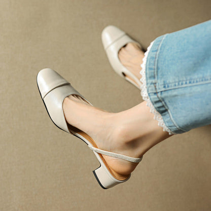 Chic ekte skinn slingback-hæler