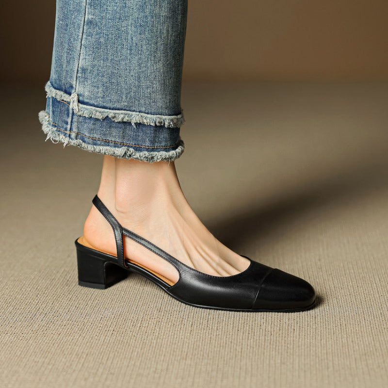 Chic ekte skinn slingback-hæler