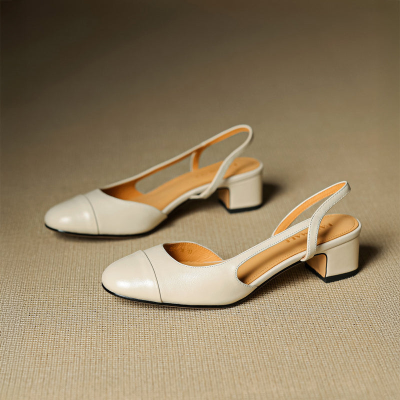 Chic ekte skinn slingback-hæler