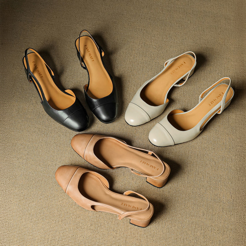 Chic ekte skinn slingback-hæler