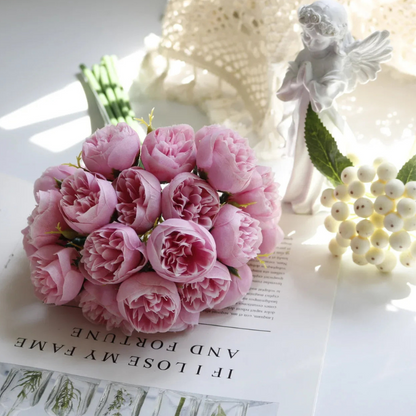 Stillhet - silkeblomster pionbukett