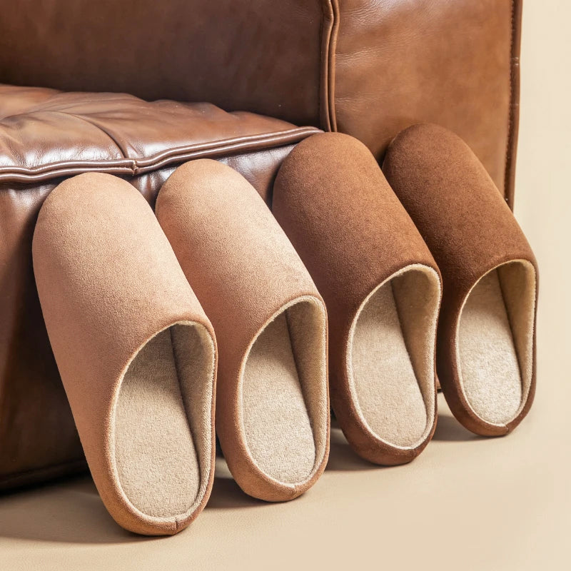 Damernes koselige innendørs tøfler med plysjfôr
