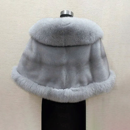 Damefuskepels-kåpesjal med bred krage